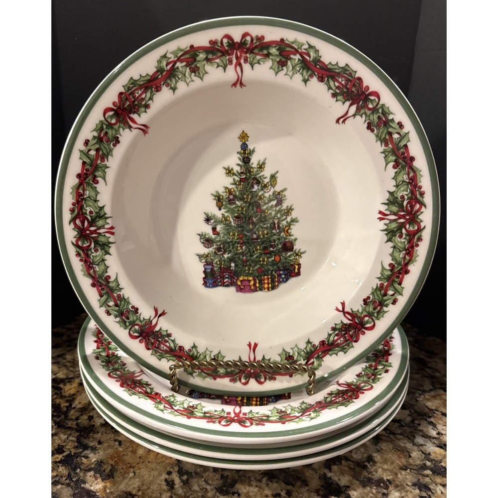 Christopher Radko Traditions Holiday Celebrations 9" Soup Bowls Bowl Set Of 4
